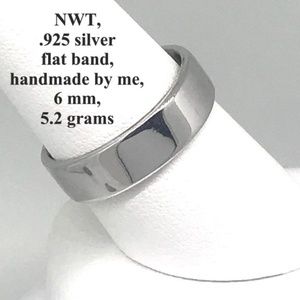 NWT .925 silver flat band 6 mm handmade by me